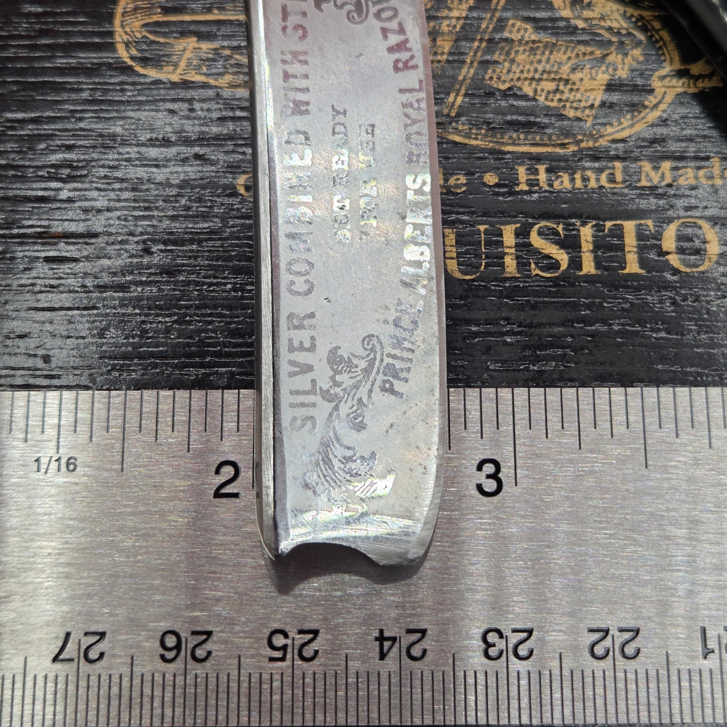 13/16 Oak Razor Works, Sheffield Razor. Acid Etching. Shave Ready.