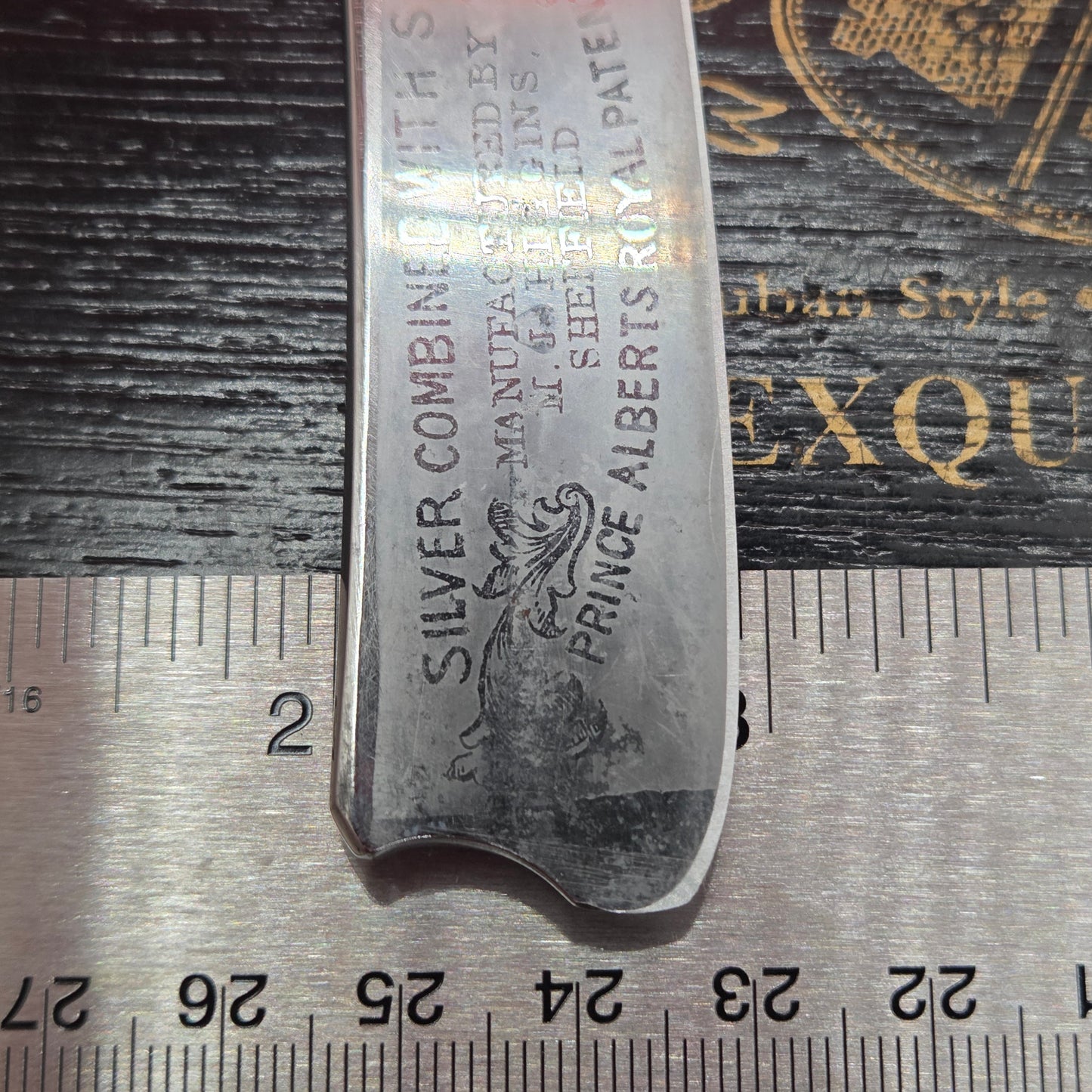 15/16 M.J. Higgins, Sheffield Razor. Acid Etching. Shave ready.