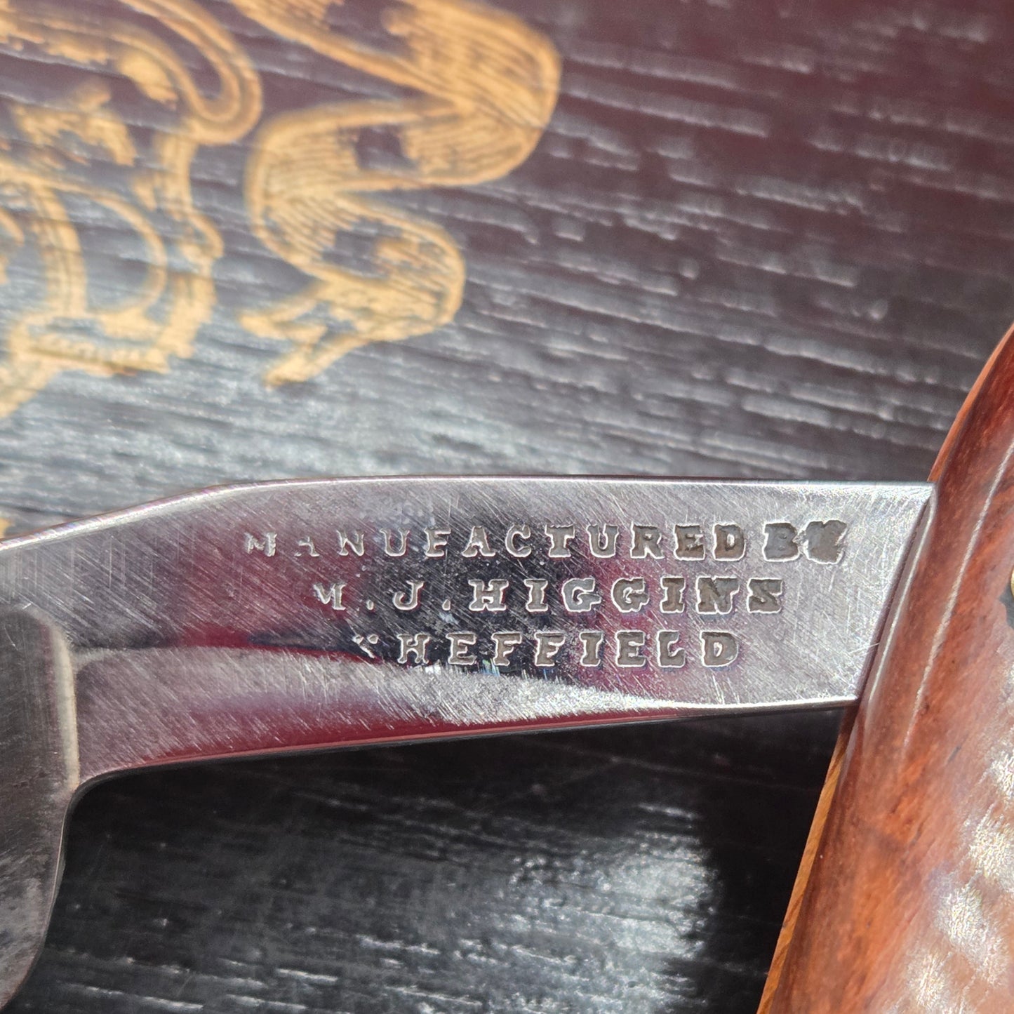 15/16 M.J. Higgins, Sheffield Razor. Acid Etching. Shave ready.